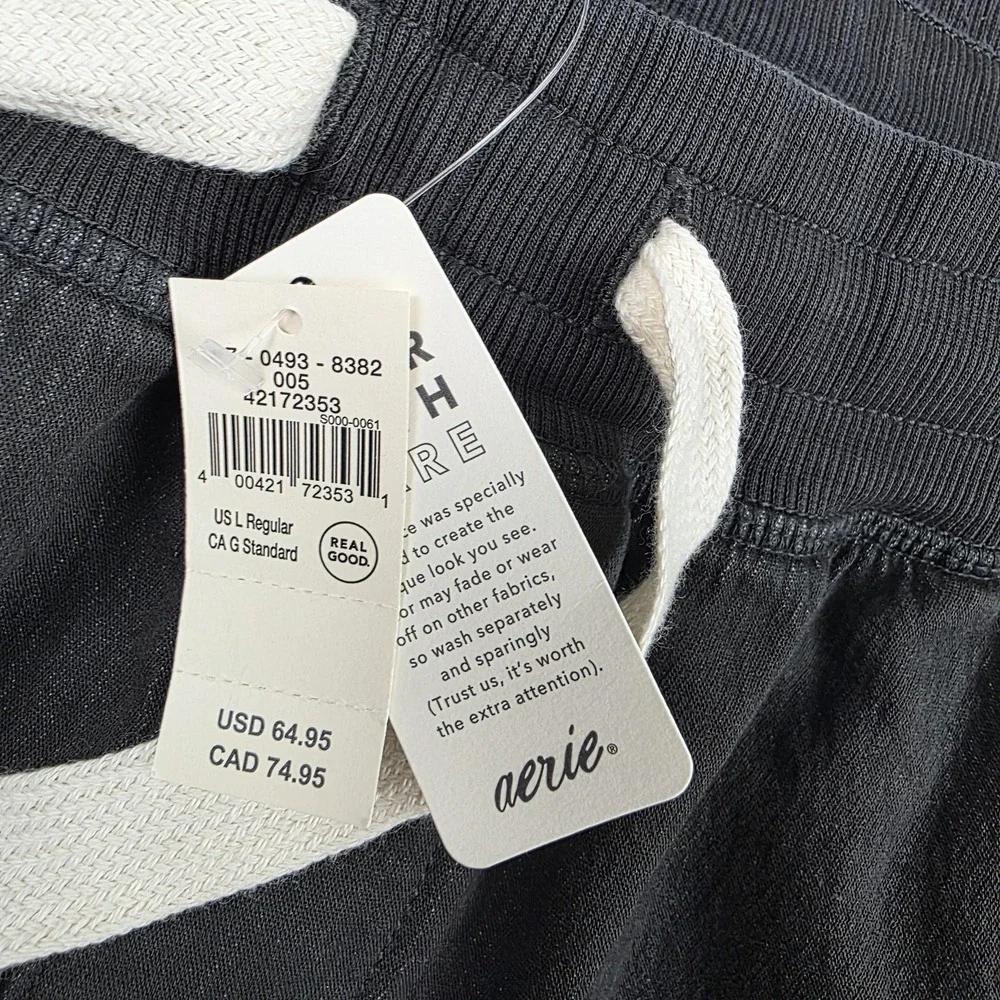 Aerie Pants Womens Large Gray Wide Leg French Terry Sweatpants Lounge Casual